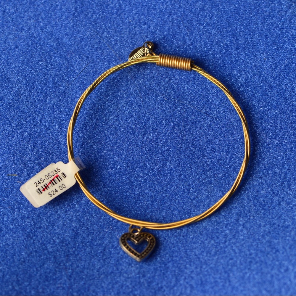 Guitar string bracelet with heart charm